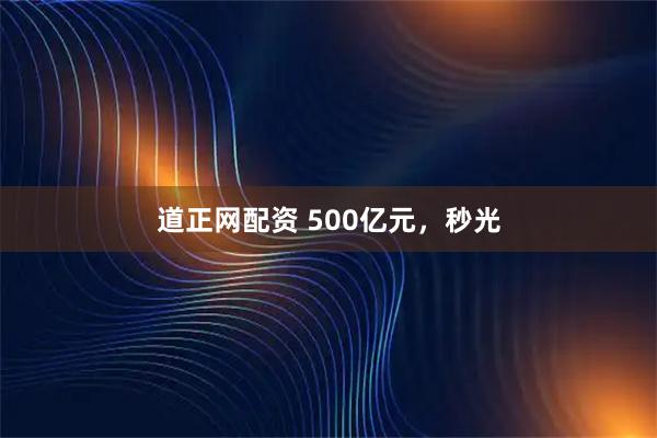 道正网配资 500亿元，秒光