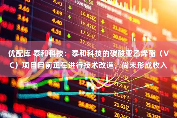 优配库 泰和科技：泰和科技的碳酸亚乙烯酯（VC）项目目前正在进行技术改造，尚未形成收入